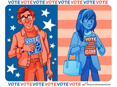 ⭐⭐⭐VOTE! USA!⭐⭐⭐ anna maria ward annamaria ward cartoon character design editorial illustration election illustration politics typography usa virginia vote voting