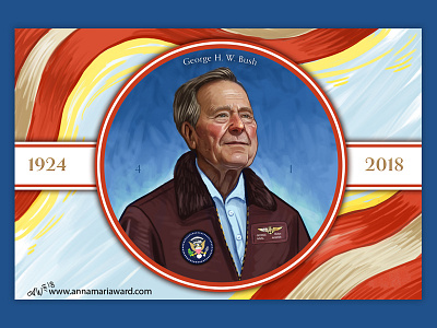 George H.W. Bush Portrait annamaria ward editorial illustration george h.w. bush illustration illustrator portrait president washington dc