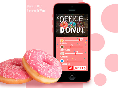 Daily UI - 007 Office Donut annamaria ward app daily ui daily ui 007 donut food ordering settings