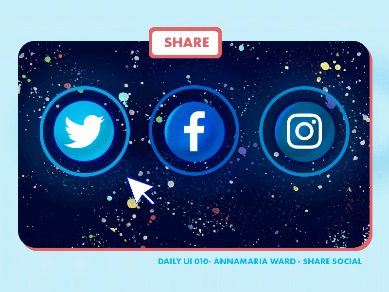 Daily UI - 010 Share Social Planets annamaria ward branding daily ui daily ui 010 design facebook illustration instagram twitter ui