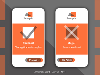 Daily UI - 011 Flash Message (Error/Success) adobe xd annamaria ward branding daily ui daily ui 011 error illustrator logo success typography ui ux vector