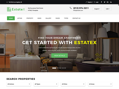 Estatex - Real Estate HTML Template directory html listing real estate template