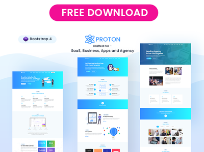 Proton – Free SaaS, Startup, Landing Page & WebApp Template agency app application bootstrap bootstrap 4 business clean company free freebie html landing landing page marketing product saas software startup webapp