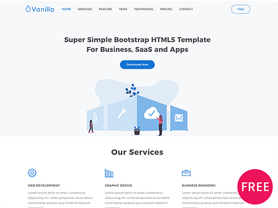 Vanilla - Free Bootstrap Template For Business, SaaS and Apps agency app bootstrap bootstrap 4 business clean free freebie html landing page saas software template theme
