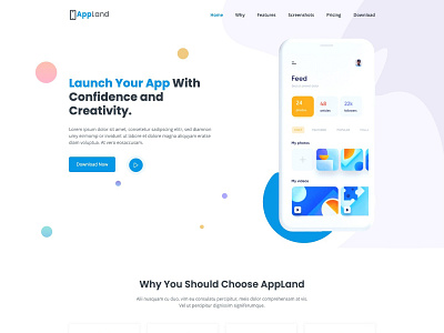 Free App Landing Page HTML Template - AppLand app bootstrap bootstrap 4 clean free freebie freebies html html5 landing page template
