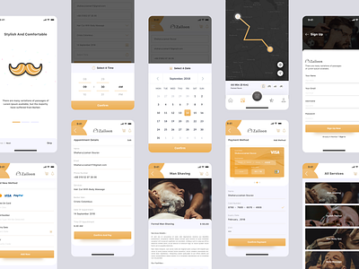 Saloon Schedule Booking App app design appointment booking booking app hair salon haircut hairdresser ios app landing page payment app schedule