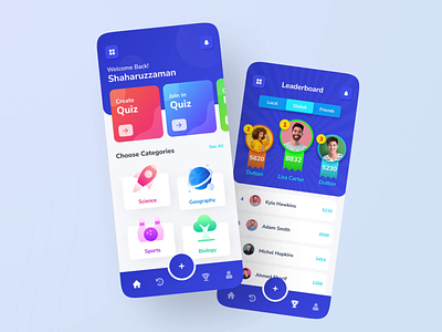 Quizai - Quiz/Learning iOS Mobile App UI app animation game ui ios app leaderboard learning app mobile app ui motion app multi player question answer game quiz quiz app quiz game