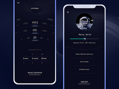 Time Travel App app design future interface ios select slider time travel ui ux