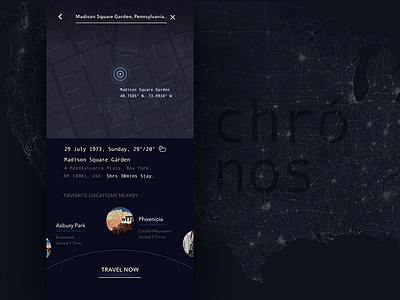 Time Travel App: Select Location app free ios kit location map sketch time travel ui
