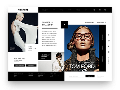 TOM FORD black design fashion grid layout redesign style ui ux website white