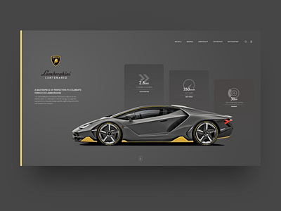 Centenario. app cars dark design free grid layout minimal sketch super car ui ux web website