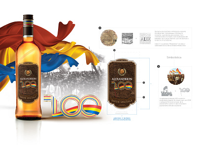 Alexandrion Proposal 100 years 2018 2019 trend 2020 bottle label branding celebration graphic illustration illustrator label design label packaging logo redesigned romania