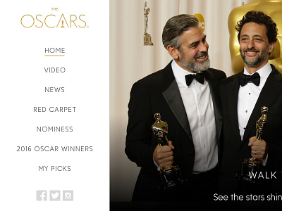 Oscars Homepage Concept design oscars responsive ui web