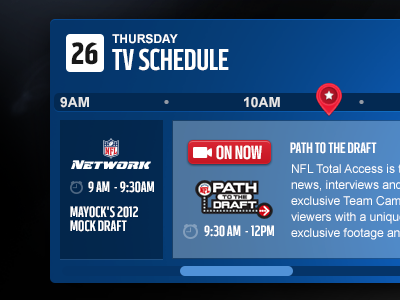 Concept for TV Schedule for NFLN