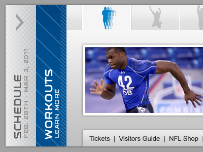 Combine Event Module (home page) blue football gray sports