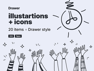 Drawer design hand drawn icons illustration ui ukraine web