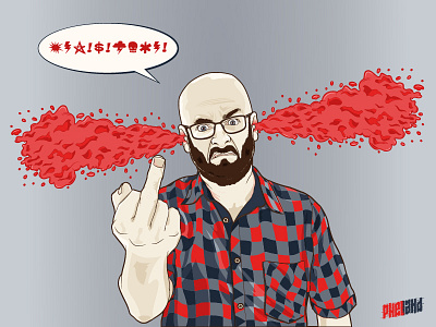 Self portrait beard cathartic fun illustration middle finger shirt