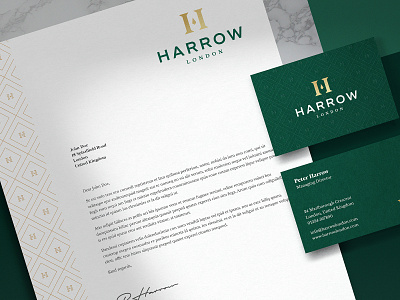 Harrow Menswear branding gold foil h letter h logo identity logo logo design london luxury luxury brand luxury branding luxury design luxury logo menswear premium suit tailor