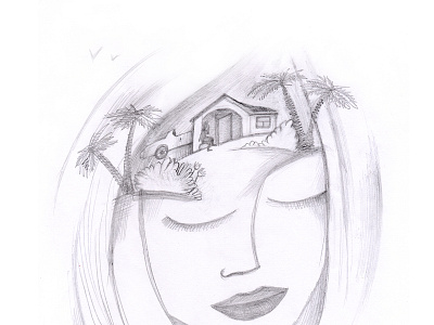 Distant thoughts drawing illustration pencil sketch
