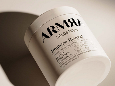 ARMRA Immune Revival Packaging agency branding branding design debut elevated illustrator jar layout logo minneapolis minnesota mpls packaging packaging design serifs typography