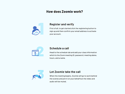 Steps 1, 2, 3 — Good Web UI/UX Design Example (Zoomie.io)