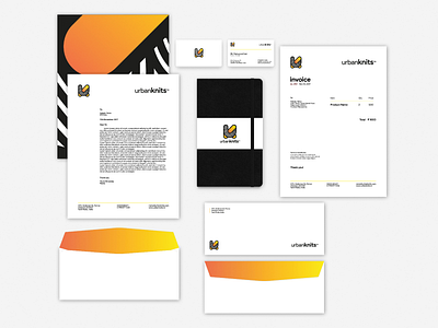 URBANKNITS- Corporate Identity Design branding project color palette color shapes company style guide digital brand book final brand identity final option logo logo mark construction mockup visiting card visual identity