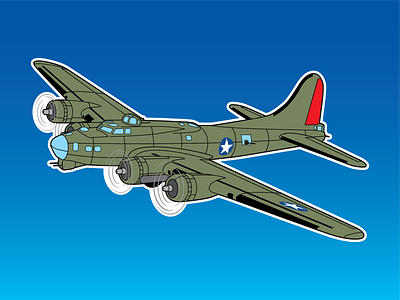 B-17 Bomber Illustration aircraft art aviation design illustration sticker design vector