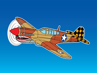 P-40 Warhawk Illustration aircraft art aviation design illustration sticker design vector warbird