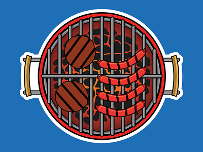 BBQ Grill Sticker/Coaster bbq design grill grilling illustration logo sticker design vector