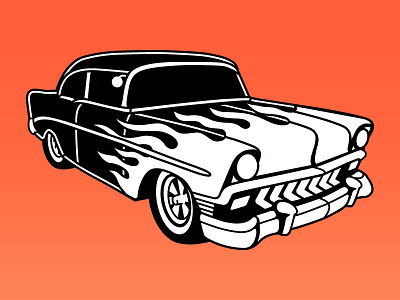 Hot Rod with Flames (hot rod) auto car flames illustration vector