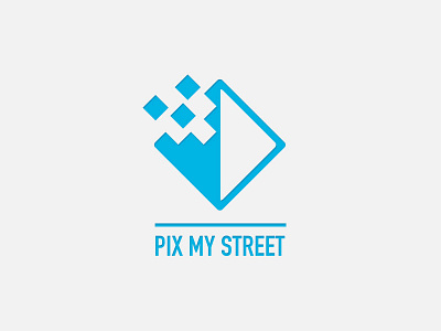 Pix my street logo augmented reality blue flat geometry iphone app logo pixel art social gaming social network square structure typography