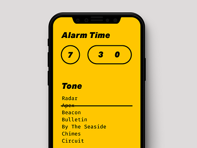 Daily UI Day 007 — Settings alarm daily ui edit settings ui yellow