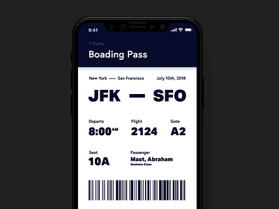 Daily UI Day 024 — Boarding Pass app blue boading pass daily ui flight ios ui