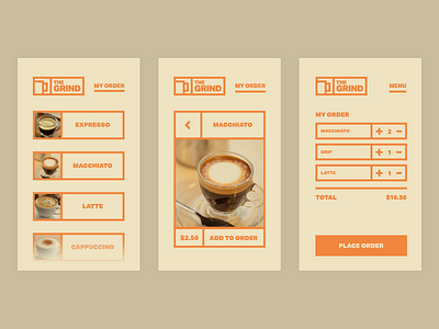 Daily UI Day 043 — Food/Drink Menu coffee daily drink menu lines menu orange ui