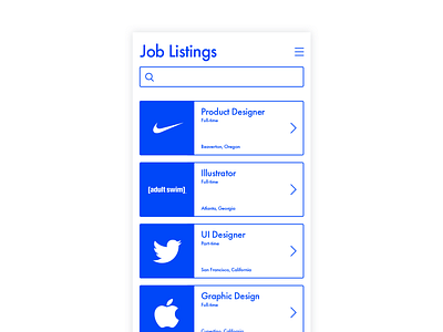 Daily UI Day 050 — Job Listing blue daily ui dailyui job listing list ui