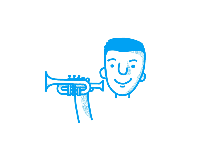 Trumpet Animation WIP animated animation blue horn lines simple trumpet
