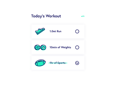 Daily UI Day 062 — Workout of the Day blue daily ui dailyui icons lift run sports ui workout workout of the day