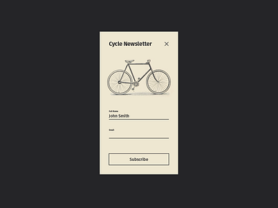 Daily UI Day 082 — Form bike daily daily ui dailyui design form illustration lines newsletter old school retro ui ux