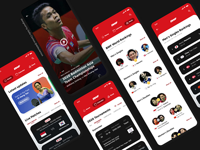 Sports Match App - Overview - Badminton World Federation app badminton challenge design indonesia leaderboard sport sports sports design ui uidesign uiuxdesign ux video video player
