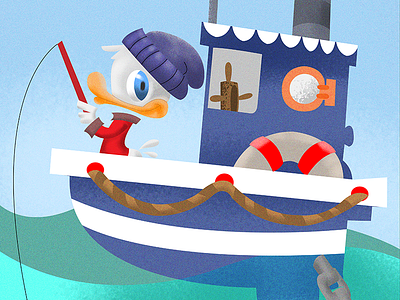 Duck in a Boat boat dingy duck fisherman illustrator photoshop sailor