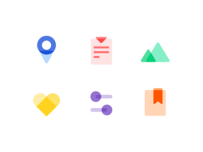 Icon_MD style clock icon illustration light list love mail material design md message pin set