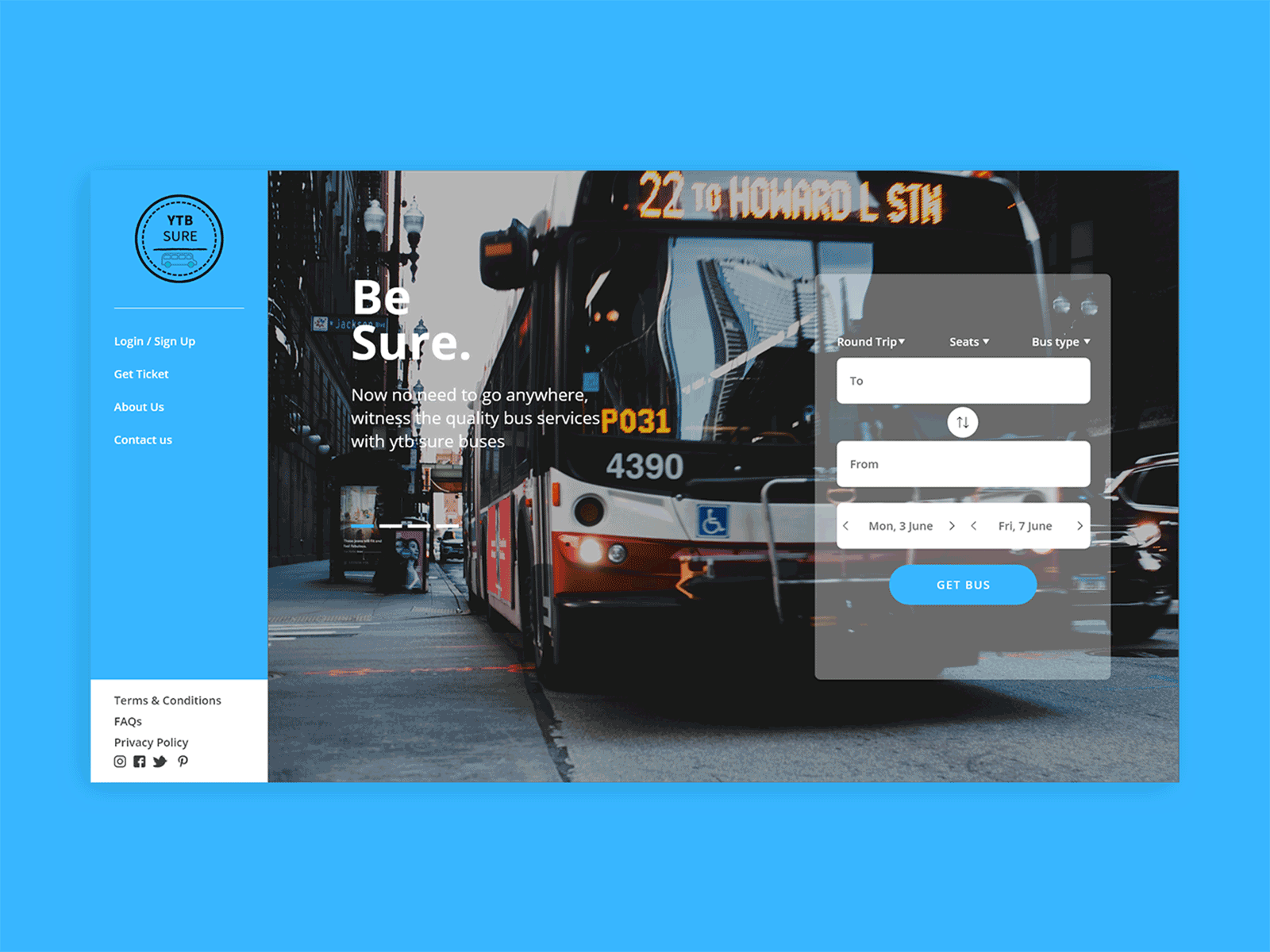 Bus booking website design - YTB Sure bus booking bus booking website bus booking website ui design flat minimal web design typography ui ui ux ui design user experience ux ux design web design website website design