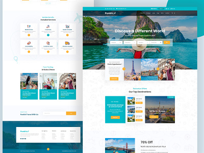 Travel Agency Website Design (HomePage-2) activity illustration layout logo redesign template tour travel agent typography ui ux vector web design website concept website template