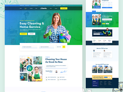 Cleaning Landing Page Template 2020 design agency blue color branding cleaning cleaning landing page template cleaning landing page template home page landing landing page layout tranding desing typography ui ux web design