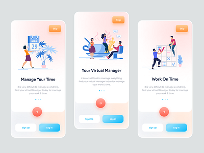 Virtual Task Manager Mobile Apps Concept daily task illustration landing mobile app mobile apps design redesign task manager apps ui ux design virtual work web design work manager ui