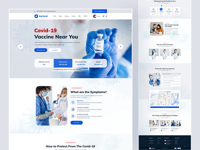 Doctoral-Covid 19 Vaccine Website Landing Page corona coronavirus covid covid 19 design landing layout medical pandemic quarantine redesign ui ux vaccination vaccine virus web design