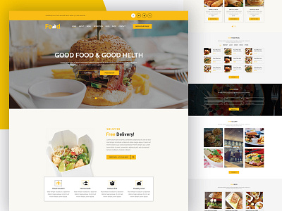 Food Onepage Template design mobile app ui ux web design