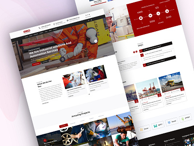 Red_Industrial_Template app design hero landing layout parallax slack type ui web