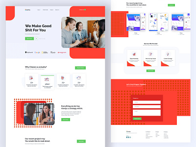 Portfolio Web Landing Page branding clean co working corporate header homepage illustration landing minimal mobile app office service typography web design