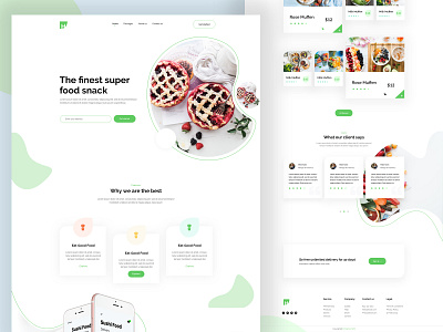 Food Snack Landing Page Design activity branding clean corporate experiment illustration interface landing layout mobile app parallax redesign typography ux uxui web design